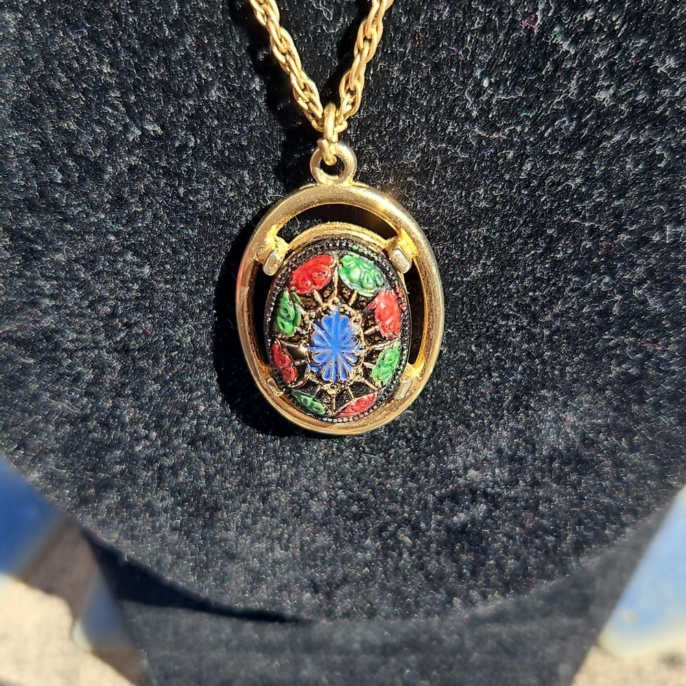Vintage Goldtone Sarah Covetry Mosaic Necklace